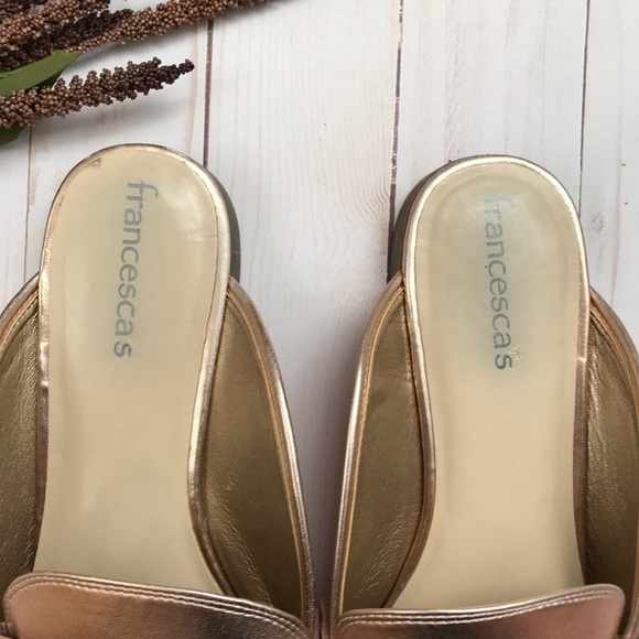 Francesca’s Rose Gold Mule Slides Trendy Chic - Picture 3 of 8